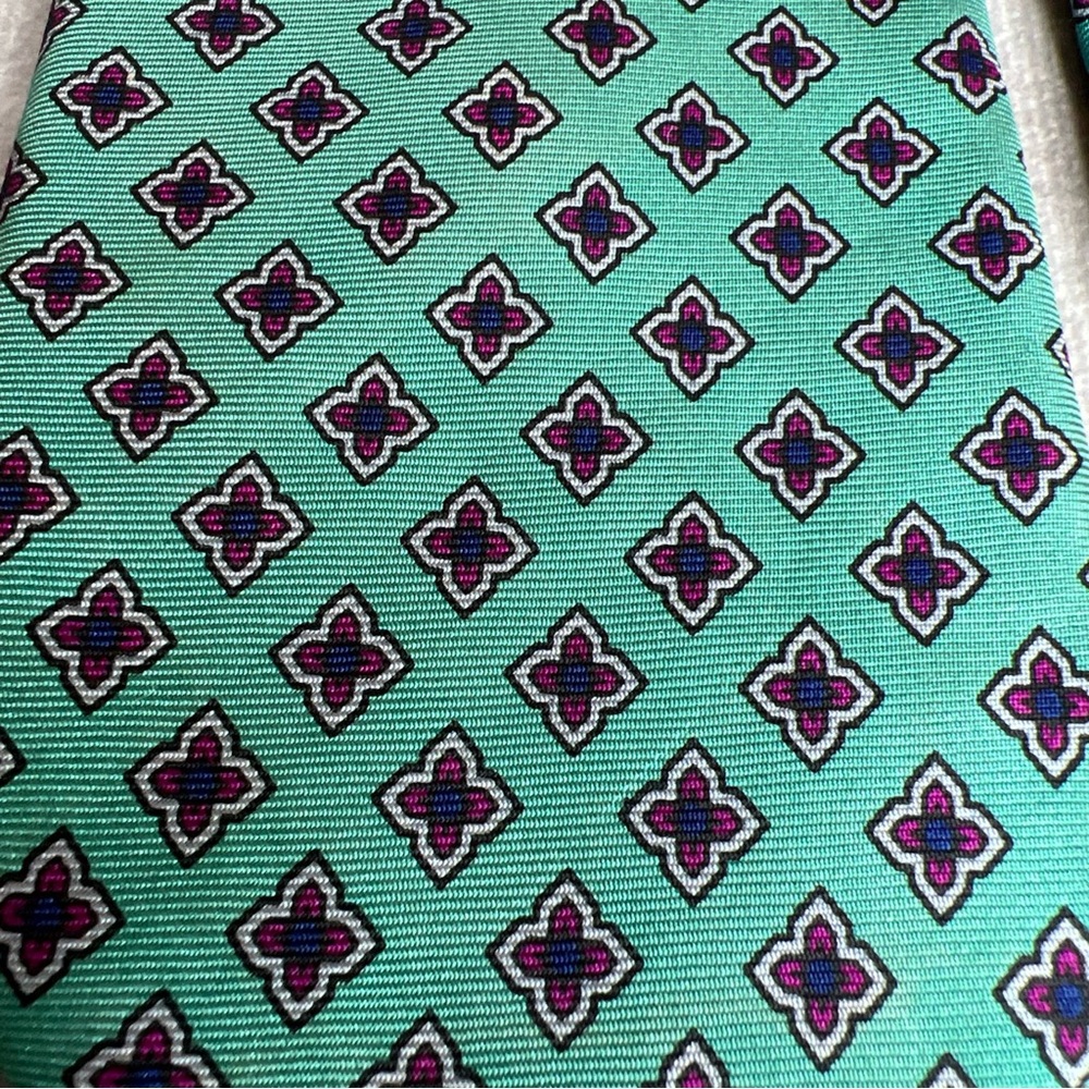 Briar Neck Tie Teal Red Flower Italian Silk Los Angeles Athletic Club 57” READ - Picture 3 of 12